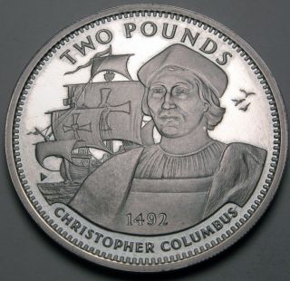 Gibraltar 2 Pounds 1992 Proof - Silver - Columbus - Elizabeth Ii.  - 120 photo