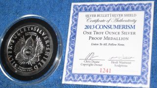 1oz Silver Bullet Silver Shield 2013 Consumerism Santa Slave Proof Sbss photo