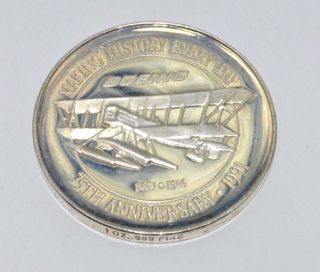 Boeing 75th Anniversary 1916 - 1991 Coin 1.  0 Oz.  999 Silver Round C976 Rz photo