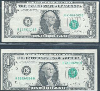1969d $1 Federal Reserve Note Pair 2nd Print Shifted Up And Down photo