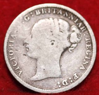 1883 Great Britain 3 Pence Silver Foreign Coin S/h photo