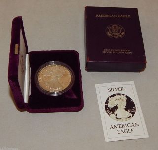 1986 - S Proof American Silver Eagle Dollar Coin - Case Box photo