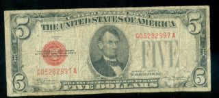 1928 C Series Five Dollar Red Seal Note (1618132) photo