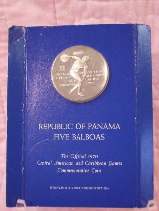 Panama 5 Balboas 1970 11th Central American And Caribbean Games Proof photo
