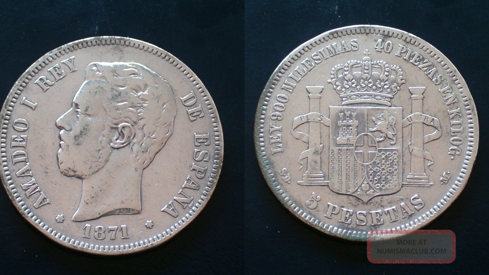 Spain / 1871 - 5 Pesetas / Silver Coin