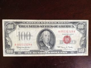 Vf 1966 Red Seal 100.  00 Us Note photo