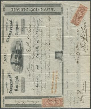 Historic Stock Certificate Signed,  Erasmus Geas (1864) Amer.  Civil War Area 7446 photo