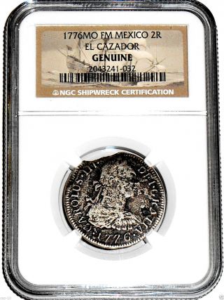 1776 Mo Fm Mexico 2 Reales El Cazador Shipwreck Coin,  Ngc Certified,  Very Good photo