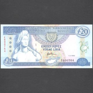 Cyprus 1993 Twenty Pounds Banknote Unc photo