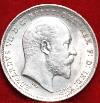 Uncirculated 1902 Great Britain 3 Pence Silver Foreign Coin S/h photo