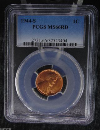 1944 S Lincoln Wheat Cent Penny Pcgs Certified Ms 66 Rd Red (404) photo