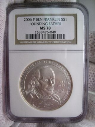 Perfect State 2006 - P Ben Franklin Silver Us Commemorative Dollar - Ngc Ms70 photo