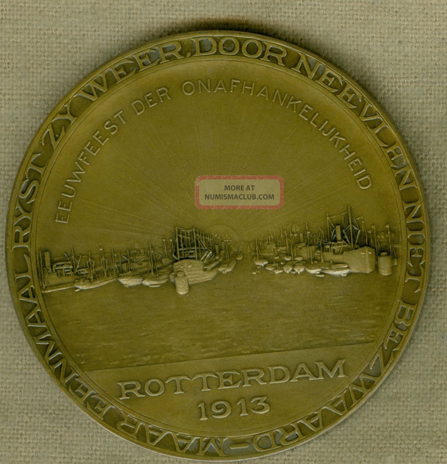1913 Dutch Medal To Commemorate The 100 Years Of Rotterdam