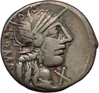 123bc Rome Roma Victory Chariot Authentic Ancient Silver Roman Coin I53565 photo