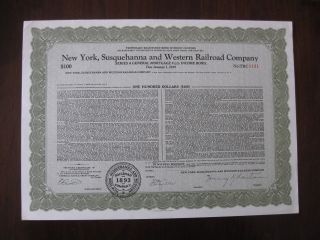 York Susquehanna And Western Railroad Company Unissued Income Bond 1191 photo