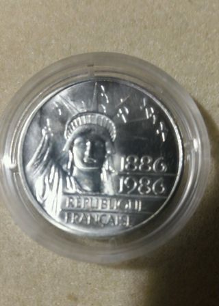 1986 France 100 Francs Pierfort Statue Of Liberty Centennial.  900 Silver Coin photo