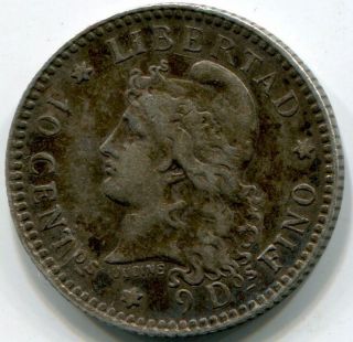 Argentina 10 Centavos 1883.  1/10 Patacon.  Silver photo