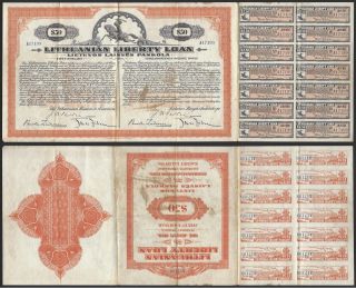 Lithuanian Liberty Loan Certificate 1920 50 Dollars 5 Interest/year 901 photo