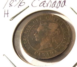 1876 H Canada Large Cent Victoria Circulated Coin photo
