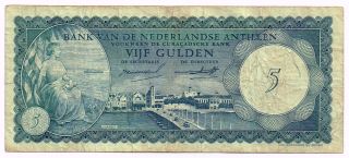 1962 Netherlands Antilles 5 Gulden Note - P1a photo