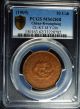 ✪1909 China Empire Kwangtung 10 Cash Pcgs Ms - 62 Rb Red Brn ✪ Red Luster 2 Asia photo 2
