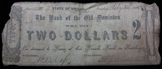 1862 $2 Dollar Confederate Bill Note Paper Currency Civil War Money photo
