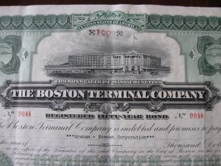 The Boston Terminal Company Registered 50 Year Bond No.  9044 1897 photo