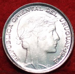 Uncirculated 1942 Uruguay 20 Centimos Silver Foreign Coin S/h photo
