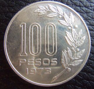 Uruguay 1973 Silver Essay 100 Pesos Coin photo