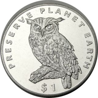 Elf Eritrea 1 Dollar 1995 Cape Eagle Owl Bird photo