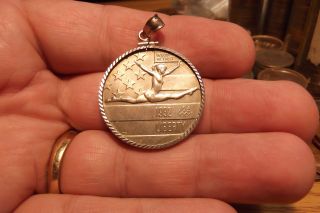 1992 Olympic Games Gymnast In Motion Copper Nickel Half Dollar In Sterling Bezel photo