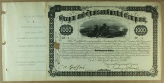 S1111 Oregon & Transcontinental Company 1882 Bond Certificate Gray photo