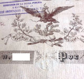 Mexico 1843 Black Eagle Tesoreria General 1000 Pesos Scarce,  Pass - Co Bond Loan photo