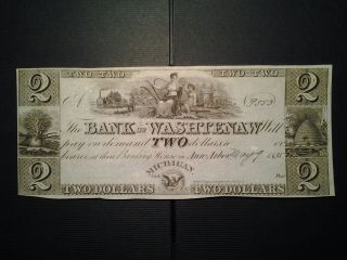 1835 $2 Bank Of Washtenaw Michigan photo