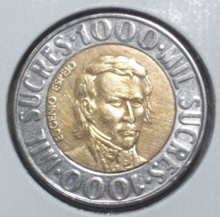 1996 Ecuador 1000 Sucres,  Bi - Metallic Coin 41 photo