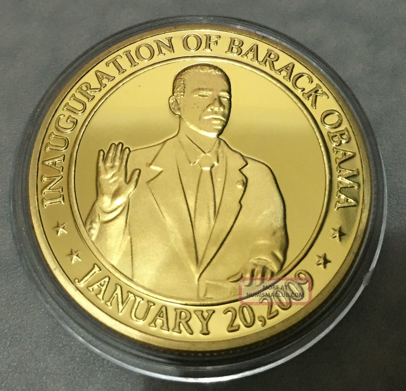 1 Oz Barack Obama 56th Us President Finished In 24k Gold Coloured Clad Coin