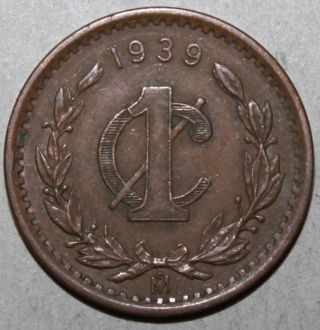 Mexican 1 Centavo Coin,  1939 - Km 415 - Mexico - One photo