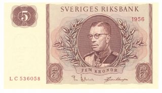 Sweden 5 Kronor 1956 Unc photo