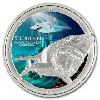 2016 Niue Ocean Predators - Mako Shark 1 Oz Silver Coin Nz photo