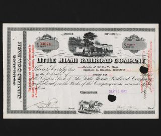 1941 Little Miami Rr Co.  Stock Certificate 26 Shares photo