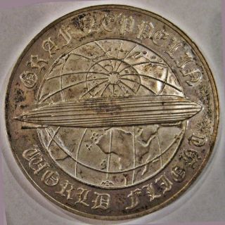 Scarce Germany 1979 50th Anniversary Graf Zeppelin World Flight Silver Medal photo