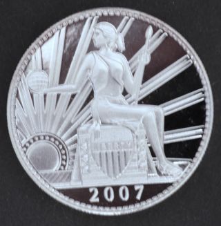 D.  Carr 2007 D Una 100 Ameros - Seated Liberty - 1 Troy Oz.  Silver - Proof Finish photo