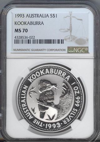 1993 - Australia - Kookaburra $1 - - Ngc Ms70 - Spot - photo