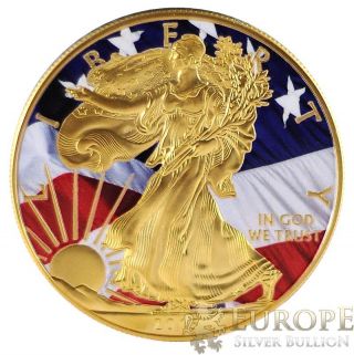 2015 American Silver Eagle Coin 1 Oz Ounce Freedom Eagle 999 24k Gold Gilded photo