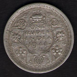 British India - 1944 - George Vi One Rupee Lahore Silver Coin Ex - Rare photo
