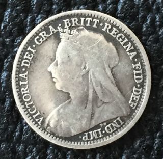 Uk / Great Britain 3d Threepence 1899,  Victoria - F,  Silver photo