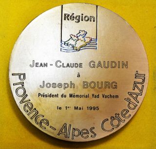 Rare Bronze Medal Present To Claude Gaudin,  President Of Yad Vashem,  117mm,  575g photo