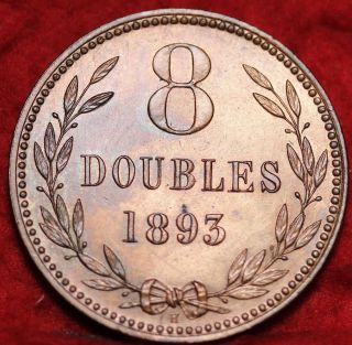 Uncirculated 1893h Guernsey 8 Doubles Foreign Coin S/h photo