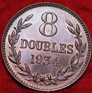 Uncirculated 1934h Guernsey 8 Doubles Foreign Coin S/h photo