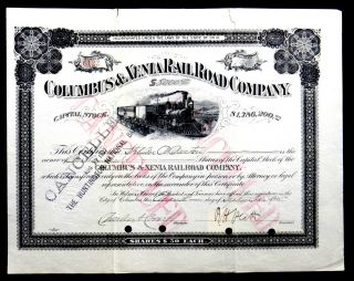Stock Certificate 1915 Columbus & Xenia Rail Road Co Ohio 100 Shares Capital photo